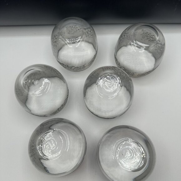 Libbey Silver Overlay Grapevine Roly Poly Glasses Set of 6 Mid Century Vtg 1950s - Picture 5 of 7